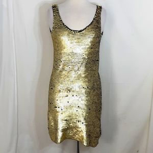 Nicole Miller black and gold sparkly bodycon dress size large
